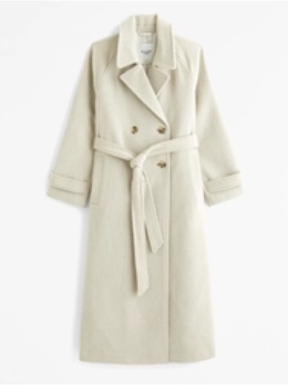 Abercrombie & Fitch Womens Wool Blend Double-Breasted Trench Coat - Light Taupe